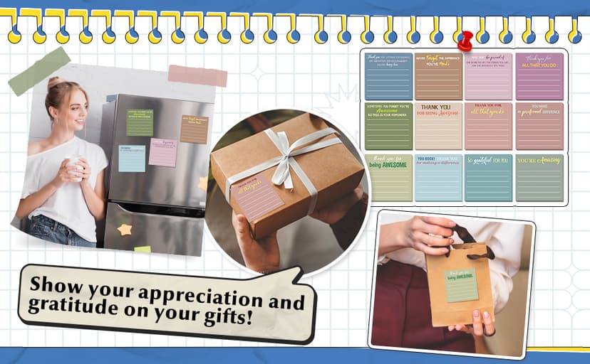 Yinder 24 Pcs Inspirational Sticky Notes with Lines Cute Motivational Sticky Notes Pad Employee Appreciation Gifts Bulk for Teacher Nurse Coworkers Office 3 x 3''(Dark Color,Appreciation)