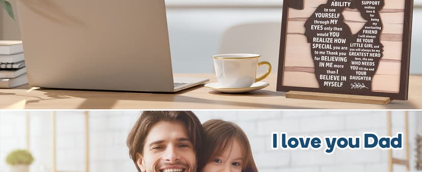 Gifts for Dad from Daughter, Best Dad Ever Gifts, Father s Day Gifts for Dad from Daughter, Daddy Gift Ideas, Dad Christmas Gifts Birthday Gifts, Dad and Daughter Gifts Wooden Silhouette Sign Plaque