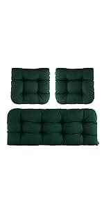 BLISSWALK Outdoor Adirondack Chair Cushions, Set of 2 Solid,Tufted Thick Seat & Round High Back Wicker Chair Cushions for Patio Furniture,48"x21"x4",Invisible Green