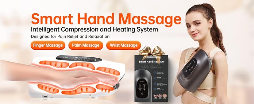 Hand Massager with Heat and Compression for Arthritis and Carpal Tunnel Relief, Finger Wrist Hand Therapy Equipment Pain Relief,Thoughtful Gifts for Women,Man(Gray)