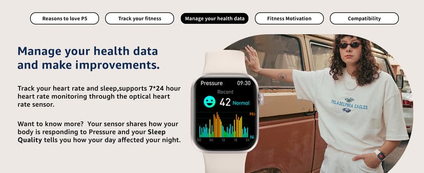 Smart Watch for Men Women Answer/Make Call, 1.85" Smartwatch, Fitness Watch with Heart Rate Blood Pressure Sleep Monitor, 140+Sports, IP68 Waterproof Step Counter Watch Compatible with Android IOS