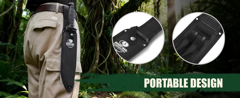 Mossy Oak Survival Hunting Knife with Sheath, 15-inch Fixed Blade Tactical Bowie Knife with Sharpener & Fire Starter for Camping, Outdoor, Bushcraft
