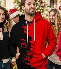 SANKILL Graphic Hoodies for Men Funny Novelty Pullover Sweatshirt Xmas Gifts Black red Anime Hoodie Cool Designs Rapper