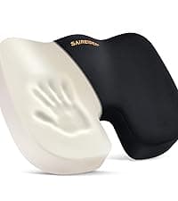 SAIREIDER Seat Cushion and Lumbar Support Pillow for Office Chair, Memory Foam Car Seat Cushions Back Support Pillows, Help Relieve Pain of Back, Lumbar, Tailbone and Sciatic Nerve(Black)