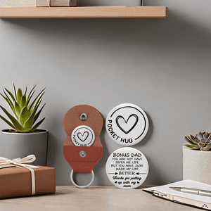 Aesnefe Pocket Hug Token Inspirational Reminder Gifts Mental Health Thinking of You Gift Self Love with PU Leather Keychain