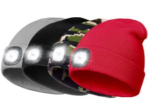 Christmas Stocking Stuffers for Men Adults, Beanie Hats with Light, USB Rechargeable LED Hand Free Headlamp, Birthday Gifts for Men, Women, and Teens, Ideal for Camping, Hiking, Black