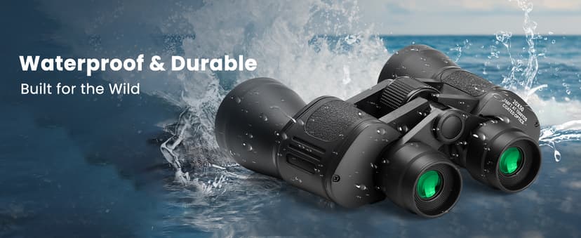 20x50 High Powered Binoculars for Adults, Waterproof Compact Binoculars with Low Light Vision Easy Focus for Bird Watching Hunting Travel Stargazing Cruise with Carrying Bag