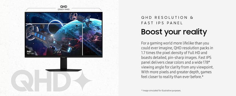 SAMSUNG 32-Inch Odyssey G50D Series QHD Fast IPS G-Sync Compatible Gaming Monitor, 1ms, VESA DisplayHDR 400, 180Hz, AMD FreeSync, Adjustable Stand, Eye Saver Mode, LS32DG502ENXZA, 2024