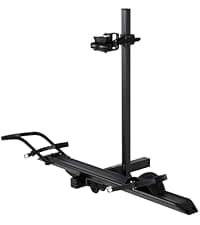 Hitch Mount Single Bike Rack with Ramp for Electric Bike, 100 lbs. Capacity Bike Carrier for Truck, Trailer, RV, SUV