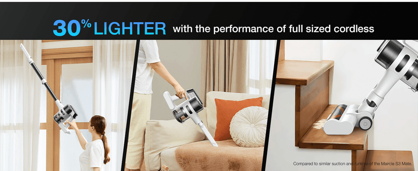 Maircle Cordless Stick Vacuum Cleaner for Home, Lightweight Rechargeable Vacuum with 55min Runtime, Powerful Suction, Green LED Headlight, 9-in-1 Pet Hair Carpet & Hardwood Floor Cleaner