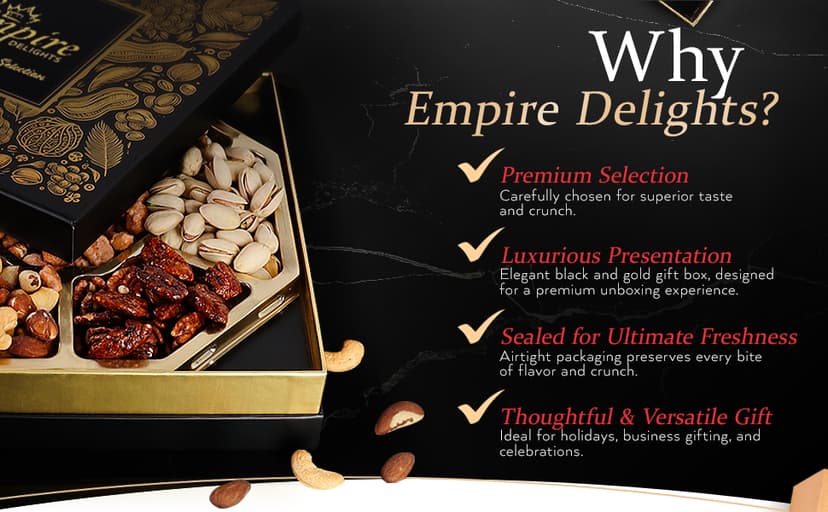 Nuts Gift Basket - Gourmet Nut Mix Gift Box, 7 Section Snack Basket with Assorted Nuts, Premium Nut Mix, Thoughtful Gifts for Holidays, Birthdays and Special Occasions