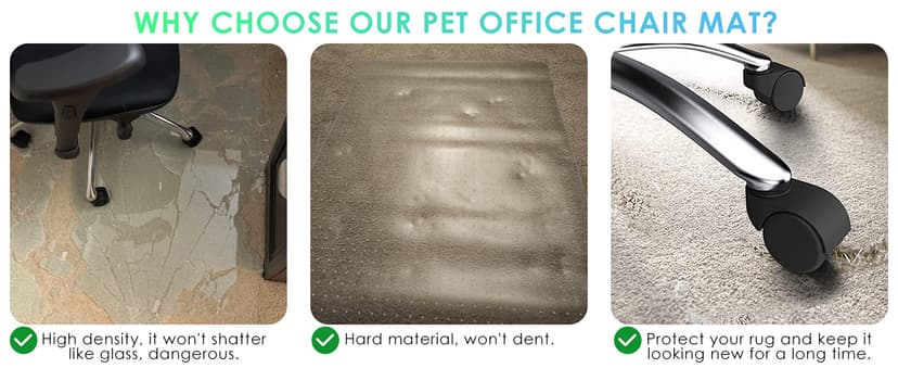 Azadx Heavy Duty Office Chair Mat for Carpet 32" x 48" Hard Material Chair Mat for Carpeted Floor Slip Resistant Carpet Protector for Home Office Easy Glide Desk Floor Mat for Office Chair on Carpets