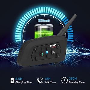 EJEAS V6 Pro Motorcycle Helmet Bluetooth Intercom, 2-Way 1200M Motorcycle Bluetooth Headset Universal Communication System with Noise Cancellation and Waterproof for Dirt Bike/ATV/Snowmobile (2PCS)