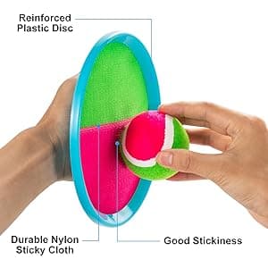 Outdoor Games, Toss and Ball Set with 6 Paddles and 3 Balls, Perfect Yard Games Outdoor Toys Games for Kids Ages 4-8 Easter Gifts for Kids/Adults/Family