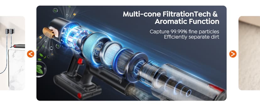 Cordless Vacuum Cleaner, 600W 50KPA 65Mins Vacuum Cleaners for Home, Upgraded Stick Vacuum with 3.3Ft Extendable Hose, LED Touch Screen & Wall Charging Station for Hard Floor Carpet Car Pet