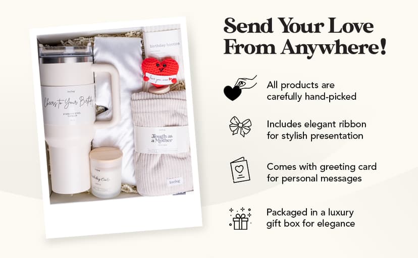 lovebug Mom Birthday Gifts - Thoughtful Gift Box for Mom with Blanket, Candle, Tumbler, Socks, Self Care Items - Get Well Soon Care Package Set - Birthday Gift Basket for Women