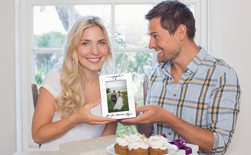 Engagement Couples Newlyweds Picture Frame 4x6, Engagement Gifts for Couples, Just Engaged Gift, Wedding Gifts for Newlyweds Bride Groom, Engaged Couple Picture Photo Frames for Desk Decor