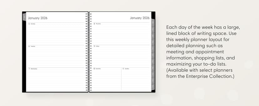 Blue Sky 2026 Weekly and Monthly Planner Calendar, Includes January 2026 - December 2026, 5" x 8", Flexible Cover, Wirebound, Laminated Tabs, Enterprise