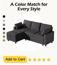 JFHID Leather Sleeper Sofa Couch with Pullout Bed, 80'' Sofa Bed Pull Out Couch with Reversible Storage Chaise, Sectional Couches with USB Charging Ports&Cup Holders for Living Room, Brown