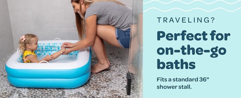 Inflatable Baby Pool for Toddlers 1-3, Handles, Soft Floor & Drain, 34"x10" Kiddie Pool, Blow Up Bathtub & Ball Pit, Summer Outside Kid Water Toy Outdoor Play First Birthday Gift for Boys Ages 1 2 3