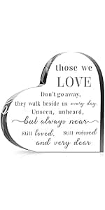 Jetec Bereavement Gift Acrylic Heart Sympathy Memorial Condolence Gift for Loss of Loved One Remember Me Grieving Present for Remembrance Table Decor(6 x 6 x 0.6 Inch)