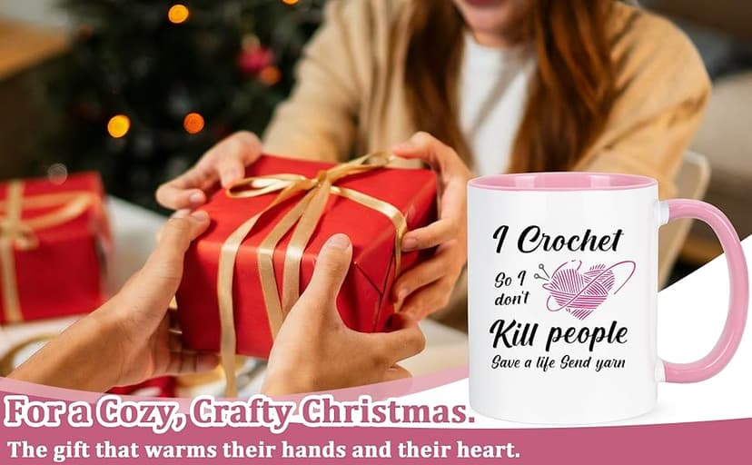 Cabtnca Crochet Gifts for Crocheters, I Crochet So I Don't Kill People Funny Mug - 11Oz, Christmas Birthday Knitting Gift for Knitters Crocheters Office & Home Use