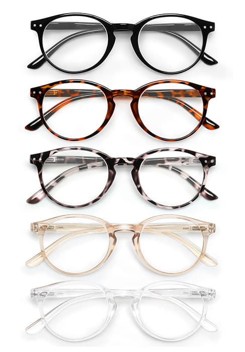 JOLISU 5 Pack Reading Glasses For Women - Stylish Blue Light Blocking Readers -Womens Men Spring Hinge Eyeglasses (2.00)