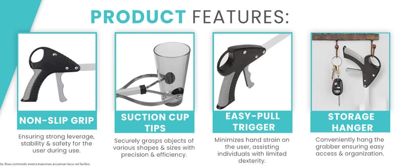 Heavy Duty for Seniors - Trash, Sticks, Litter Picker Upper - Extra Long Reach Handle & Handy Extension Arm Claw Vive Suction Cup Grabber Reacher 32" - Elderly Grab It Reaching Pickup Tool B00O47ILVA