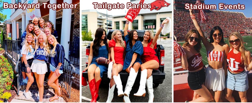 Game Day Bracelets for Women - Red, Black, Blue Heishi Clay Beaded Stretch Bracelets - Stackable Sports Charm Bracelet Bangles - Football Mom Accessories & Outfits Jewelry Gifts