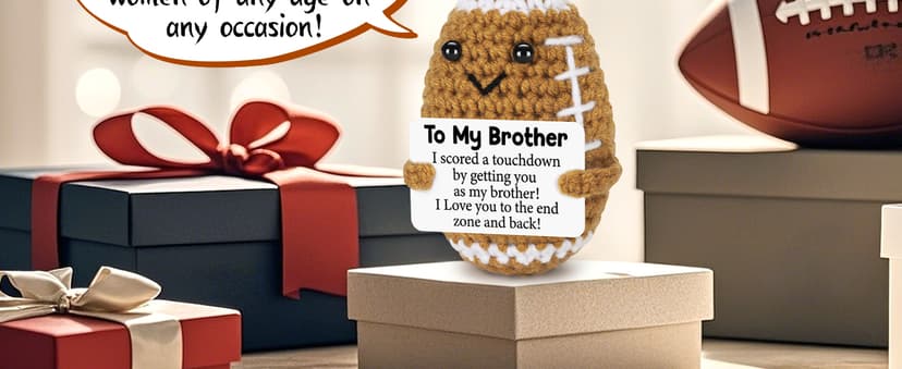 Mini Funny Brother Gifts from Sister Brothers, Positive Birthday Gift for Brother Adult, I Love You Small Cool Cute Football, Handmade Emotional Crochet Gift