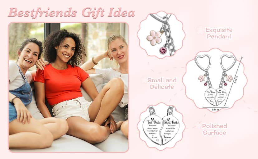 Bestie Gifts Friendship Keychain Bestie Birthday Gifts for Women Friendship Gift for Besties Bff Gift for Women Girls Friends Bff Stuff for Besties Christmas Presents for Her Matching Key Ring
