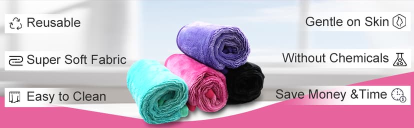 UWEME Makeup Remover Cloths 4 Count: Microfiber Reusable Fast Drying Washcloth, Face Towels for Women