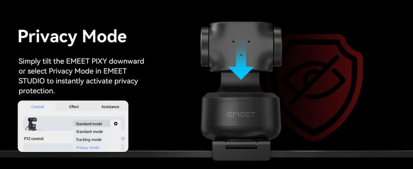 EMEET PIXY Dual-Camera AI-Powered PTZ Camera 4K, AI Tracking, PDAF&AI Autofocus 0.2s, 1/2.55'' Sony Sensor, 3 Mics, Presets, Gesture Control, 4K Webcam for Streaming and OBS/Twitch/Switch 2 Compatible