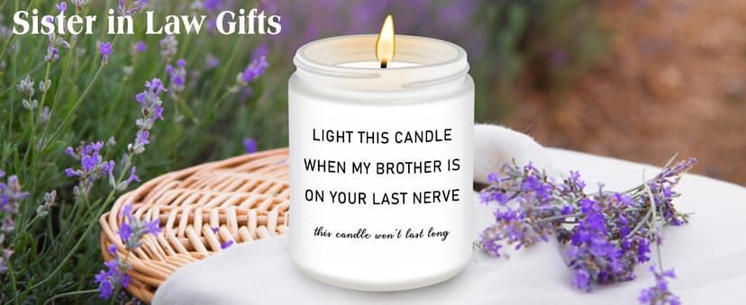 HOMSOLVER Sister in Law Gifts from Sister, Birthday Anniversary Christmas Engagement Bridal Shower Wedding Gifts for Sister in Law, Funny Lavender Candle Gift for Future Sister-in-Law Idea