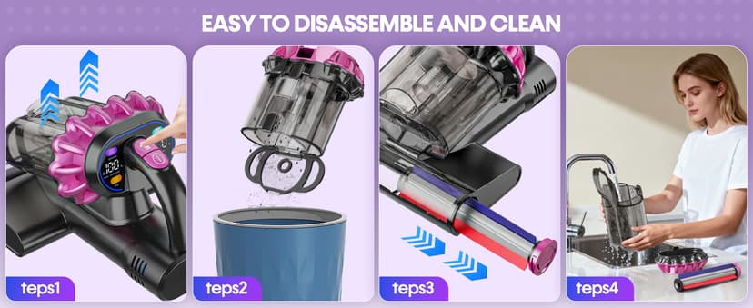 Mattress Vacuum Cleaner 550W 18KPa Bed Vacuum Cleaner with Smart Dust Sensor, UV-C Light, 149°F Heat, HEPA Filter, Handheld for Bed Sofa Couch