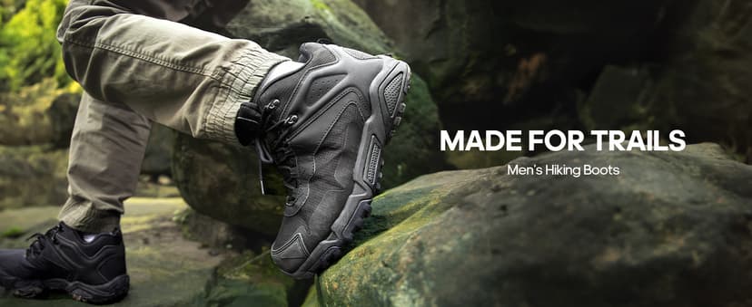 NORTIV 8 Men's Waterproof Hiking Boots, Lightweight Tactical Boots for Men, Mid Ankle Men's Hiking Boots for Trekking Trails, Outdoor Adventures Hiking