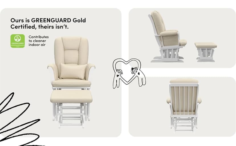 Storkcraft Tuscany Custom Glider and Ottoman with Free Lumbar Pillow (Espresso/Taupe Swirl) - Cleanable Upholstered Comfort Rocking Nursery Chair with Ottoman