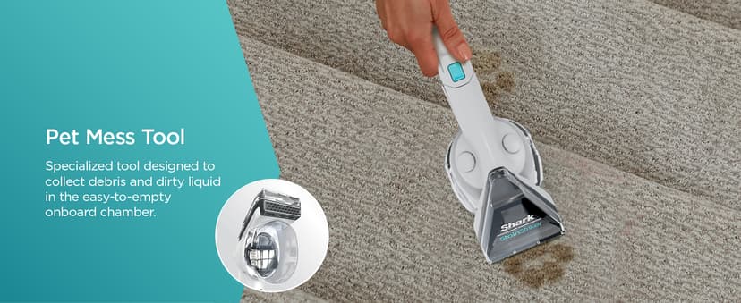 Shark StainStriker Portable Carpet, Upholstery & Area Rug Cleaner with Pet Mess Tool, Stain & Odor Remover, Perfect for Car Interiors, Includes 3 Cleaning Tools & Cleaning Solution, White, PX201