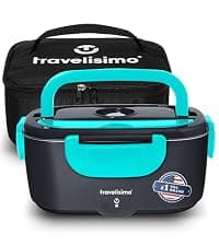 TRAVELISIMO Electric Lunch Box for Adults 100W Heated Lunch Box For Men 1.5L Stainless Steel Portable Food Warmer, 12/24/110V for Travel & Work, Loncheras Electricas Para Calentar almuerzo B0BZ3NCPB7
