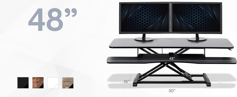 VIVO 48 inch Desk Converter, K Series, Height Adjustable Sit to Stand Riser, Dual Monitor and Laptop Workstation with Wide Keyboard Tray, Black, DESK-V048KB