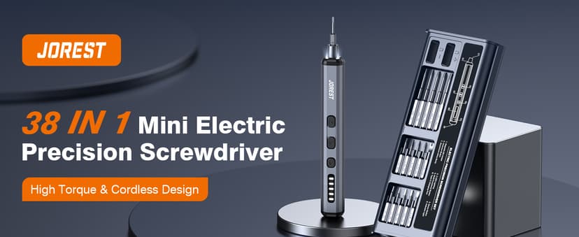 JOREST Mini Electric Screwdriver, Precision Set with 38-in-1 Magnetic Bits, Repair Tool Kit for iPhones, Laptop, Drone, Game Console, Camera, Toys; Stocking Stuffers for Men;Birthday Gift for Father