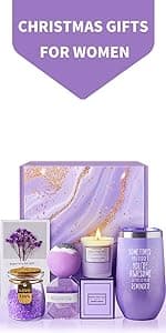 Gifts for Women, Mom, Wife, Girlfriend, Sister, Her - Happy Birthday, Christmas, Valentine's Day, Mothers Day Gifts - Lavender Spa Gift Basket Set