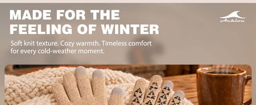 Achiou Winter Gloves, Glove for Men Women, Upgraded Touch Screen Texting Warm Running with Thermal Soft Knit Lining