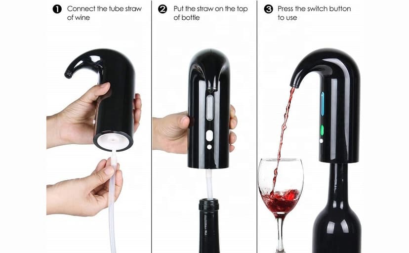 Electric Wine Aerator, Wine Decanter Pump Dispenser Gifts Set,Automatic Wine Aerator Pourer Spout. Wine Dispenser Pump Wine Accessories, Wine Gifts for Women Wine Lovers Black…