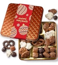 Christmas Chocolate Gift Basket– Holiday Candy Gift Box with Assorted Milk, Dark & White Chocolates – Holiday Food Gift Idea for Men, Women, Family, Corporate- Bonnie & Pop Christmas Style