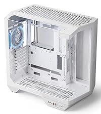 darkFlash Full-Tower ATX Gaming PC Case, Back Plug-in Motherboard, Vertical GPU Mounting, Dual-Chamber, Panoramic Glass, Up to 2 x 360mm Radiators, RTX 40 Compatible(DY470) (1 PWM ARGB Fans, White)