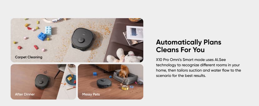 eufy X10 Pro Omni Robot Vacuum and Mop Combo, Incredible Suction, Dual Mops with 12 mm Auto-Lift and Carpet Detection, AI Obstacle Avoidance, Auto Mop Washing&Drying, Self-Emptying, Self-Refilling