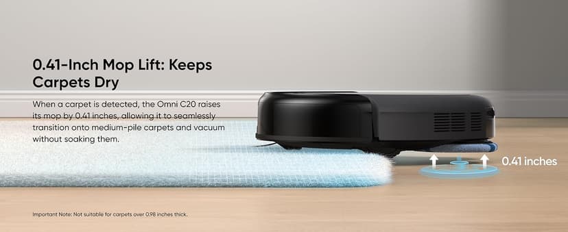 eufy Omni C20 Robot Vacuum and Mop Combo, All-in-One Station, Auto Mop Washing and Auto Drying for Hands-Free Cleaning, 7000 Pa Powerful Suction, Self Emptying, 3.35-Inch