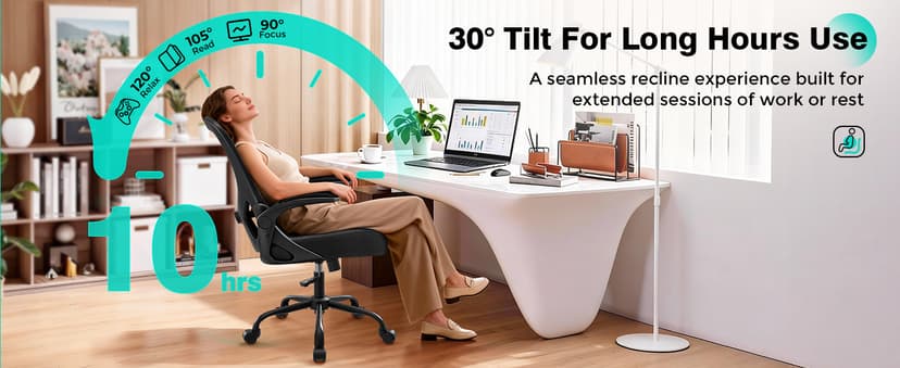 AreShark Office Chair - Ergonomic Breathable Mesh Desk Chair with Adjustable Lumbar Support and Flip-up Armrests - Executive High Back Rolling Swivel Comfortable Computer Gaming Chair for Home Office