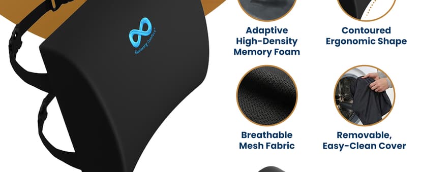 Everlasting Comfort The Original Lumbar Support Pillow for Office Chair - Improves Posture, Promotes Back Pain Relief - Superior Back Support for Gaming and Desk Chairs - Lumbar Pillow for Car, Couch